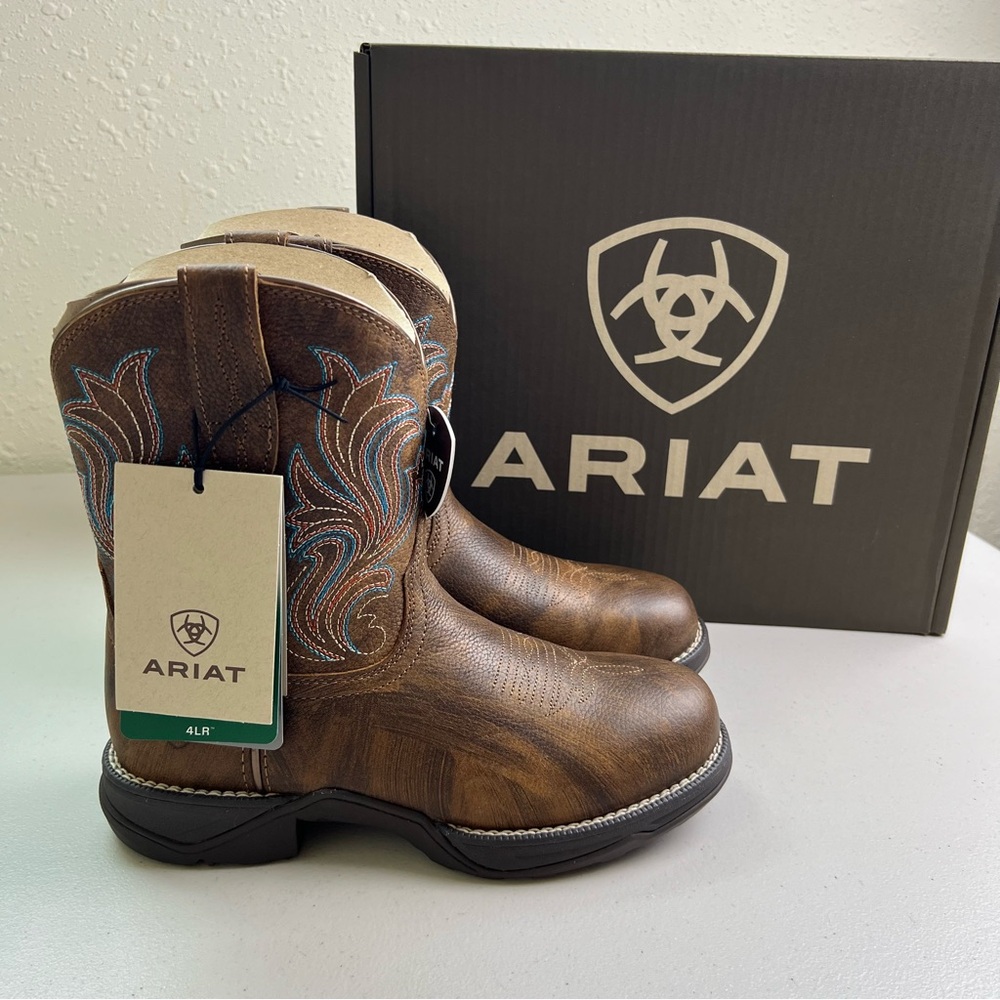 Ariat NEW Round Toe Anthem Shortie Brown Western Size 7 Oil/Slip Resistant Boots - Picture 8 of 13